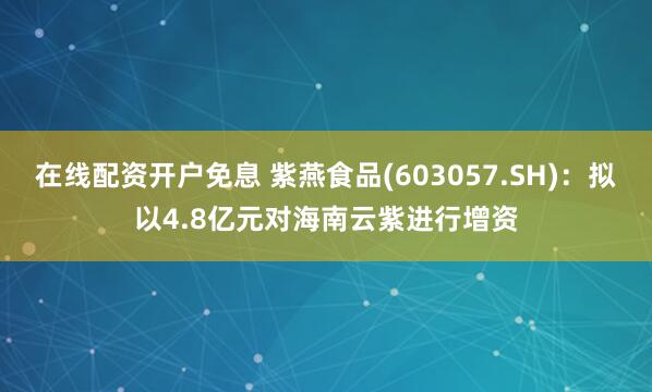 在线配资开户免息 紫燕食品(603057.SH)：拟以4.8亿元对海南云紫进行增资