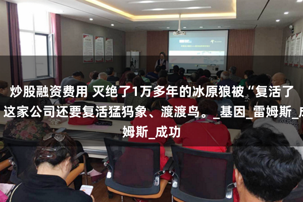 炒股融资费用 灭绝了1万多年的冰原狼被“复活了”？这家公司还要复活猛犸象、渡渡鸟。_基因_雷姆斯_成功