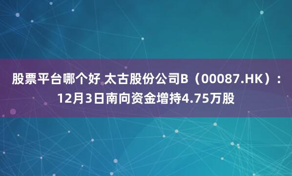 股票平台哪个好 太古股份公司B(00087.HK):12月3日南向资金增持4.75万股