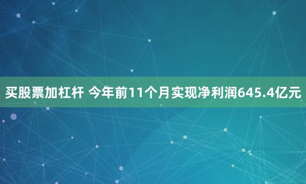买股票加杠杆 今年前11个月实现净利润645.4亿元